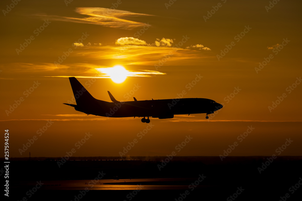 Plane on sunset Plane on sunset