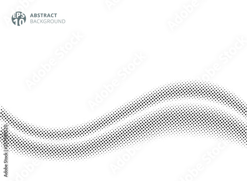 Abstract wave silk satin on white background halftone style for design. dots pattern.