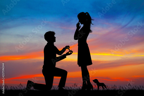 illustration of man propose to girlfriend photo