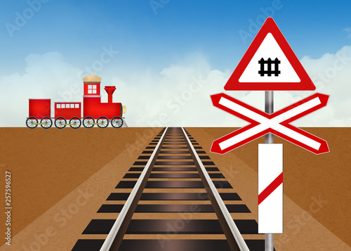 Fotografie level crossing on the rails