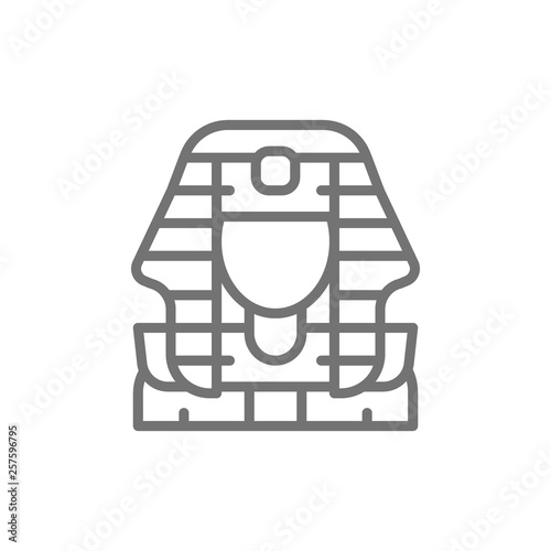 Egyptian pharaohs mask, Tutankhamun line icon.