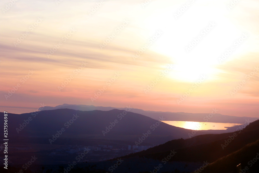  sunset in the mountains in the Caucasus