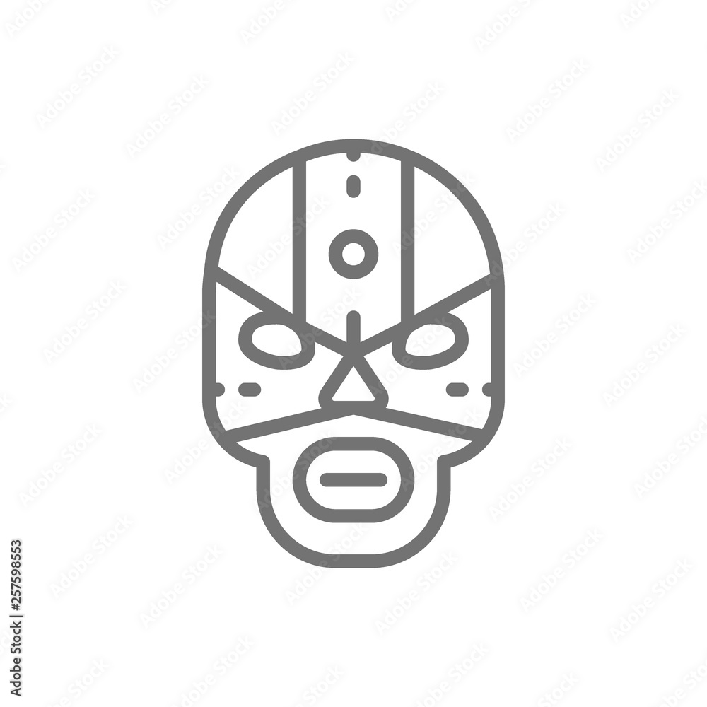 Naklejka premium Mexican fighter mask, wrestler line icon.