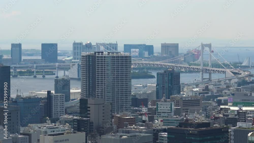 Timelapse, The aerial view of the sea and bridge in Tokyo Timelapse, The aerial view of the sea and bridge in Tokyo
