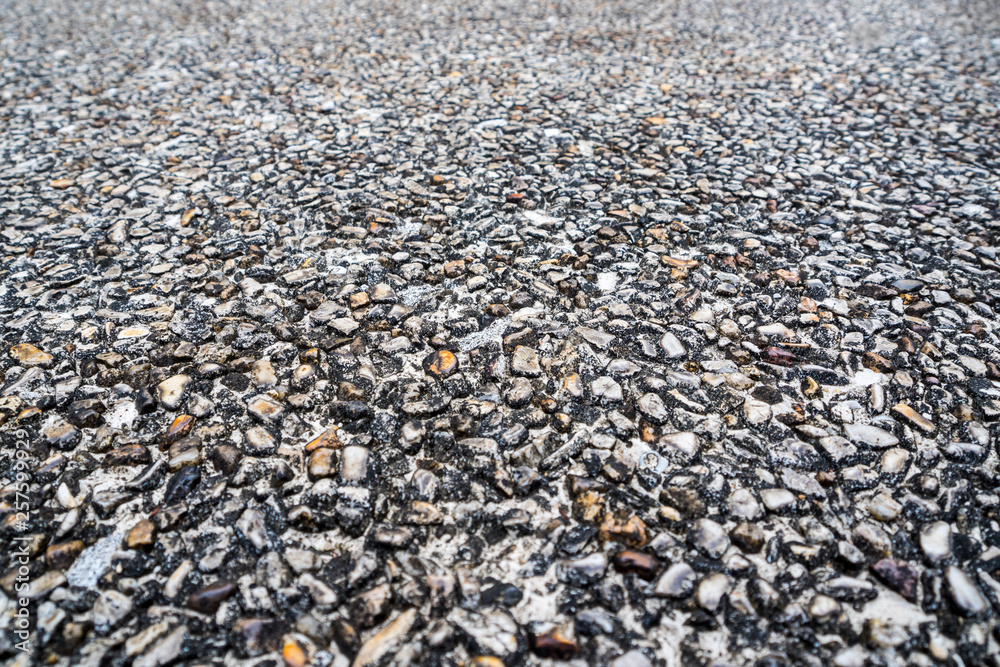Texture of the exposed aggregate finish flooring, non slip