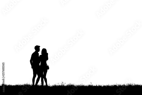 Silhouette young couple on white background © Attapol