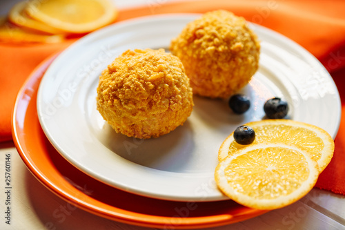 Deep Fried Icecream Cheese Ball Dessert Close-up