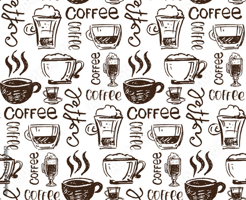 Hand drawn doodle coffee art