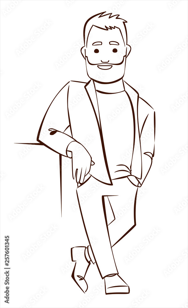 Obraz premium A man with a beard in an unbuttoned jacket or shirt.