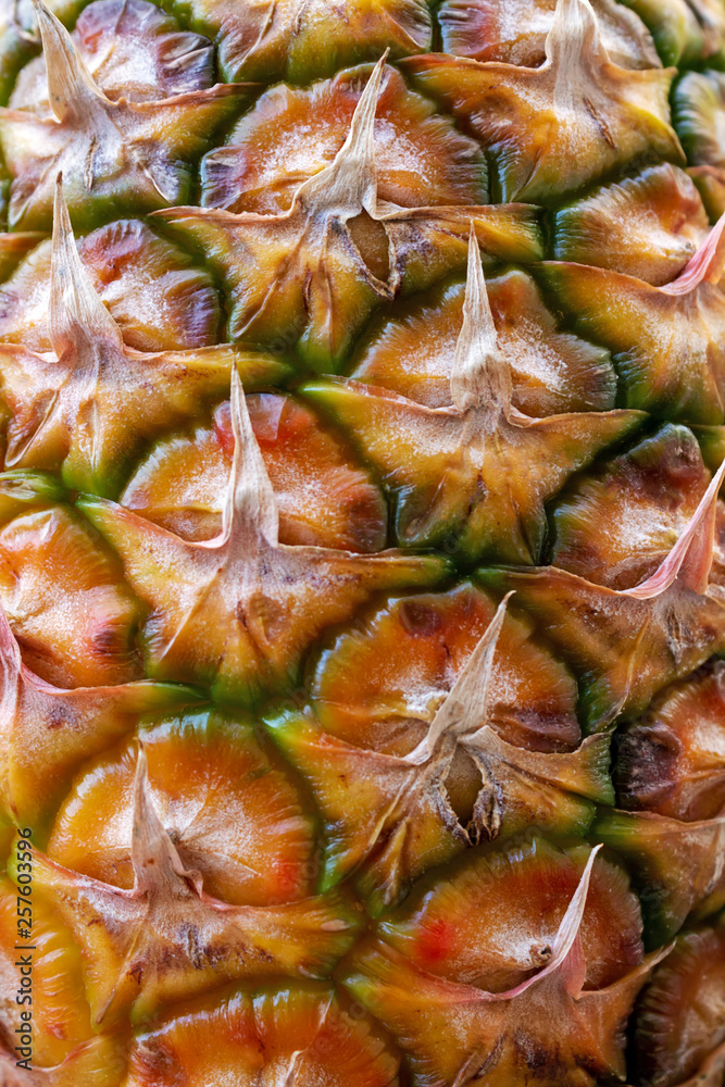 Texture of fresh ripe pineapple - close up Texture of fresh ripe pineapple - close up