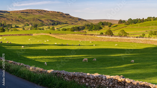 Rural road in the Yorkshire Dales near Austwick, North Yorkshire, England, UK photo