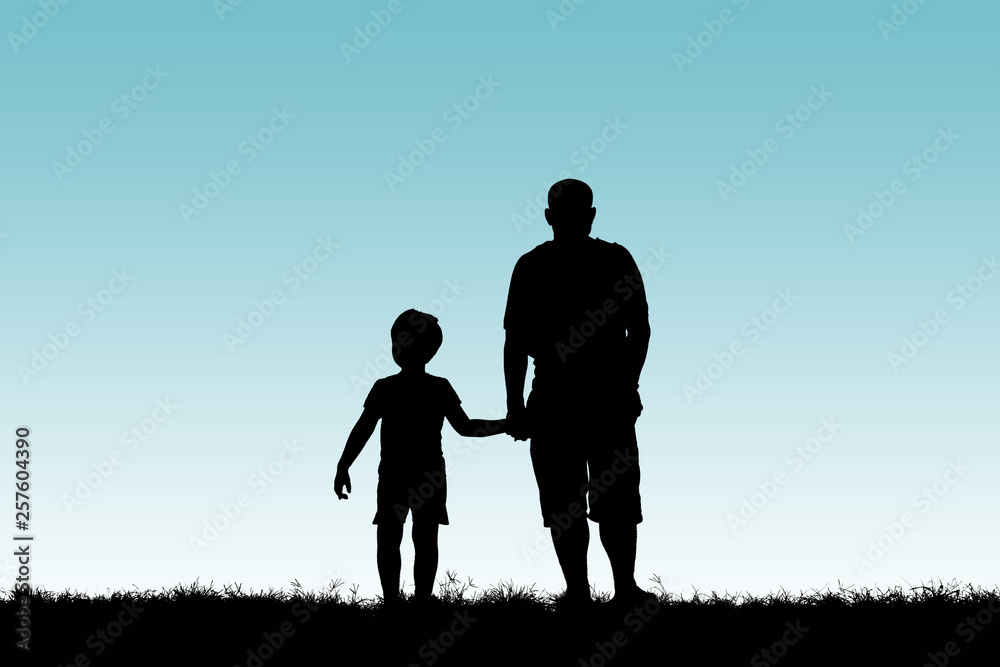 silhouette of a happy family with children silhouette of a happy family with children