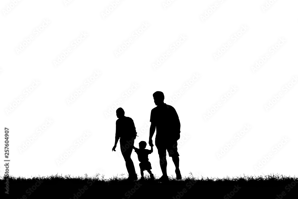 silhouette of a happy family with children on white background silhouette of a happy family with children on white background
