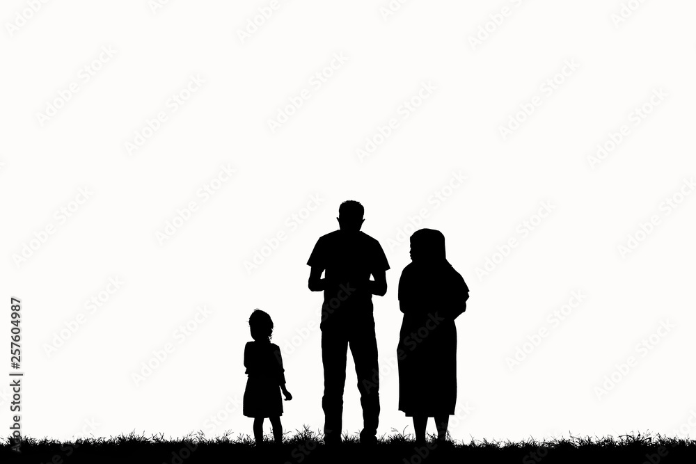 silhouette of a happy family with children on white background silhouette of a happy family with children on white background