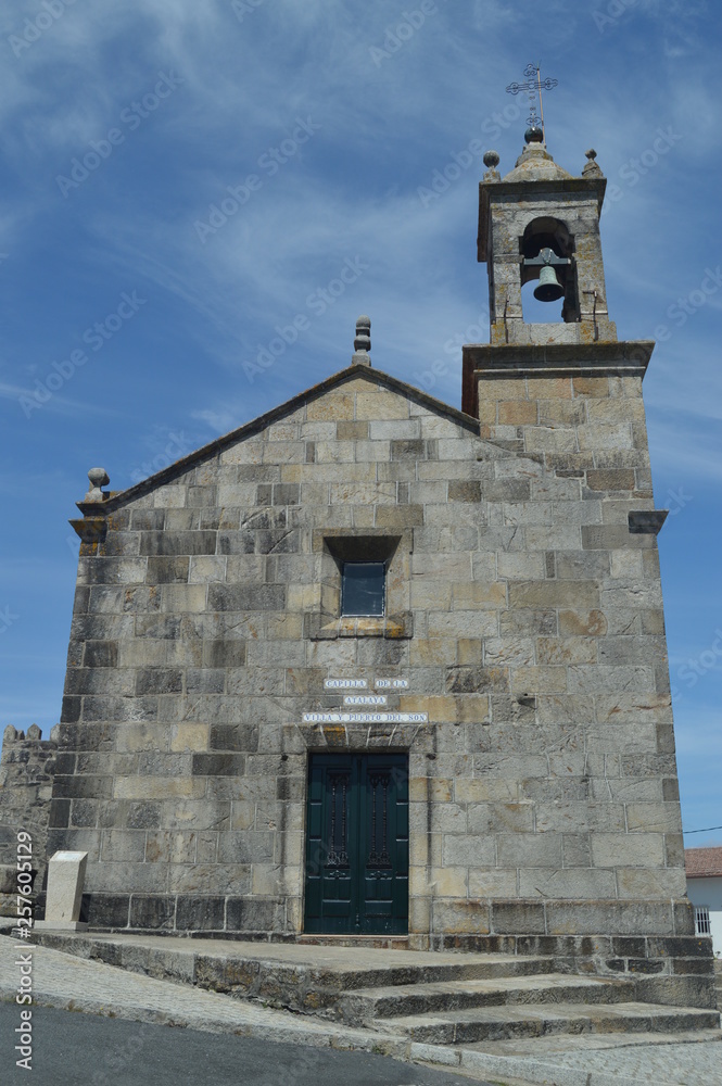 Beautiful Hermitage Of The Watchtower In Puerto Del Son. Nature, Architecture, History, Street Photography. August 19, 2014. Porto Do Son, La Coruña, Galicia, Spain.