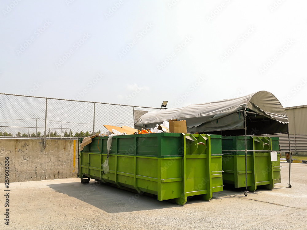 Big Recycle bins to separate of waste like glass, paper, plastics, metals and other garbage form product plant to waste sorting plant Big Recycle bins to separate of waste like glass, paper, plastics, metals and other garbage form product plant to waste sorting plant