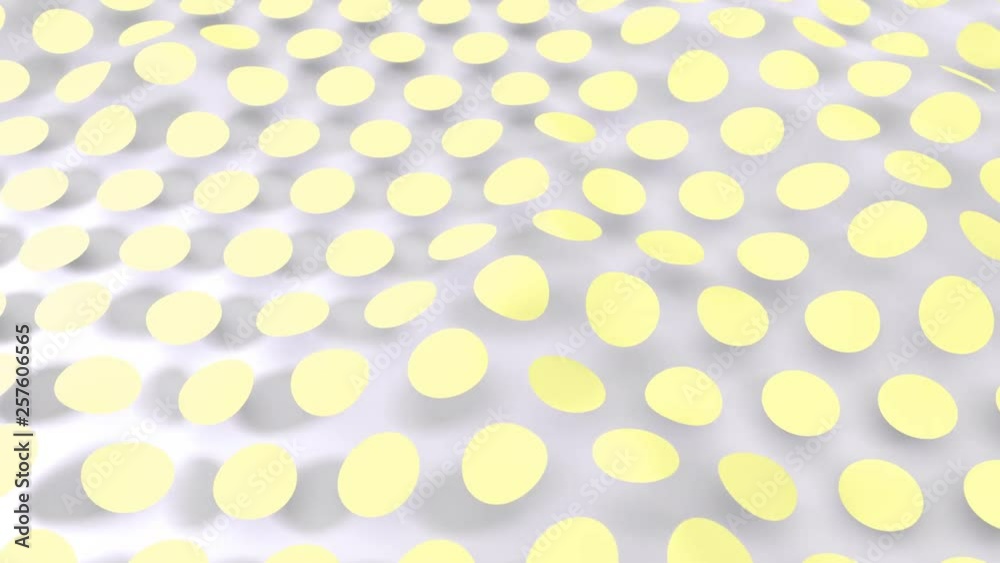 Abstract color set of dots wavees flying on white background. 4K seamless loop 3D animation footage