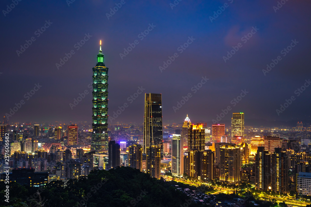 Taipei skyline at twilight time.