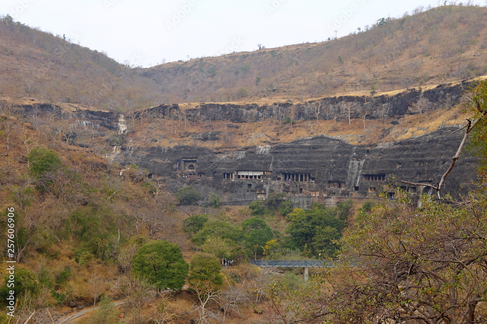 Ajanta caves, India. The Ajanta Caves in Maharashtra state are Buddhist caves monuments