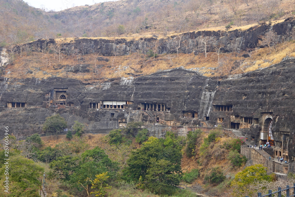 Ajanta caves, India. The Ajanta Caves in Maharashtra state are Buddhist caves monuments