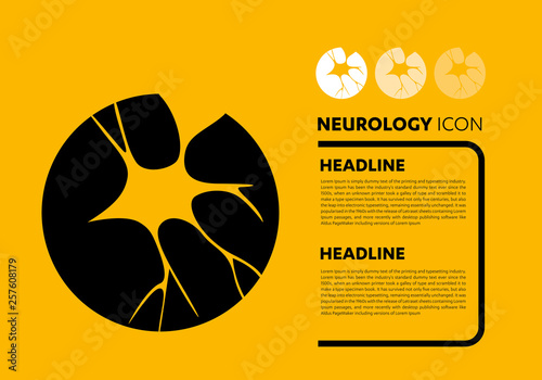Nerve cell line icon neurology brain logo Vector