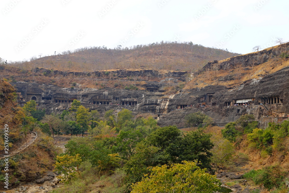 Ajanta caves, India. The Ajanta Caves in Maharashtra state are Buddhist caves monuments