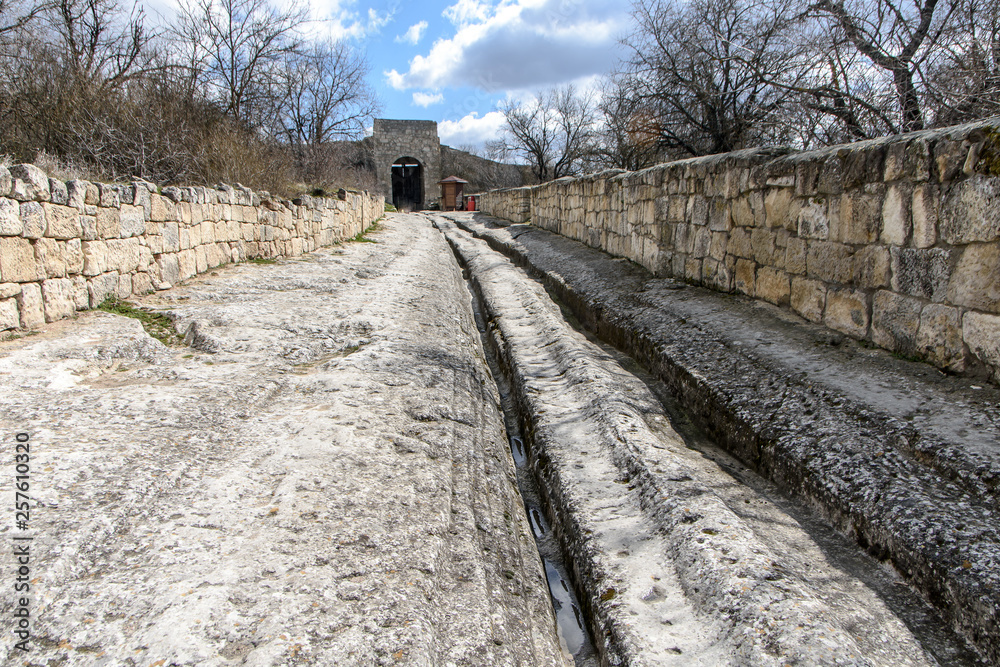 old medieval stone road