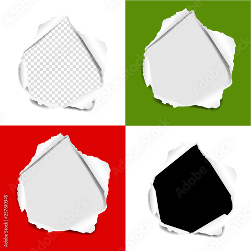Hole Torn Paper Set Isolated background