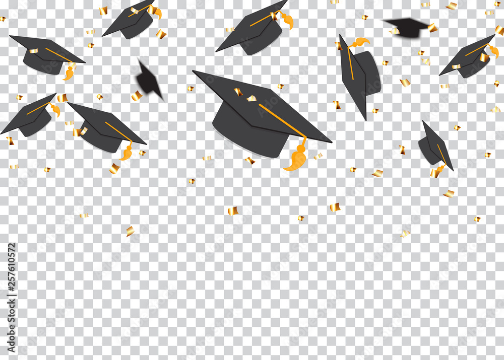 Education Concept Background Graduation Caps And Confetti Vector Education Concept Background Graduation Caps And Confetti Vector