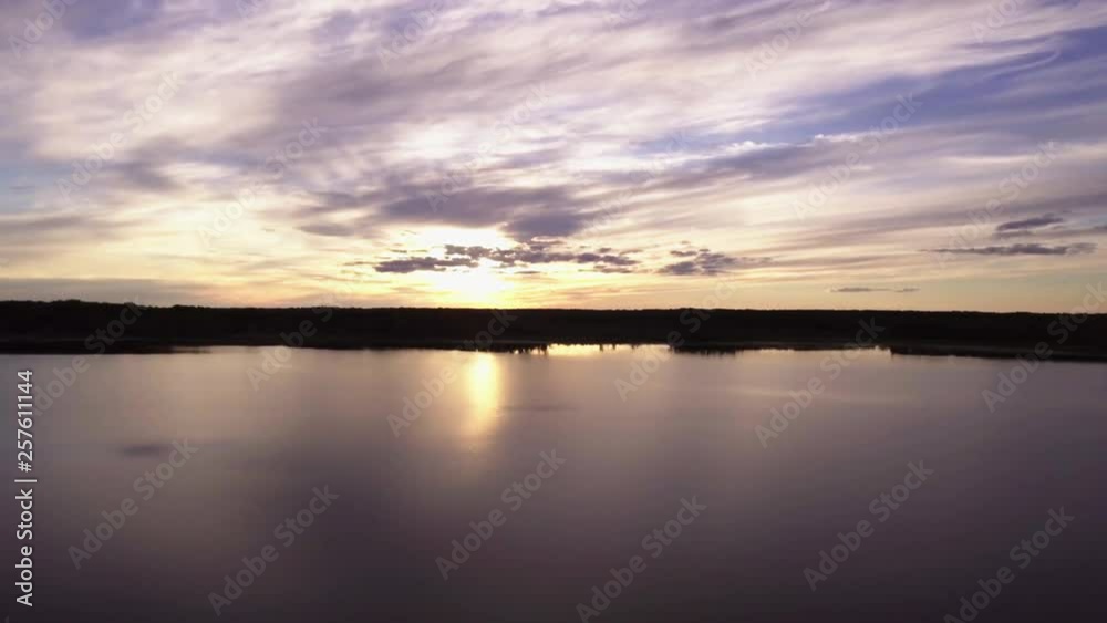 Aerial Over Beautiful Lake At Sunset Aerial Over Beautiful Lake At Sunset