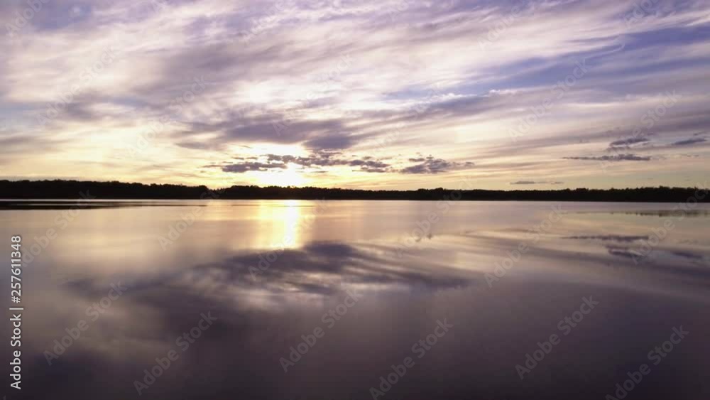 Aerial Over Beautiful Lake At Sunset Aerial Over Beautiful Lake At Sunset