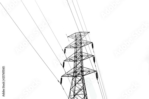 High voltage pole on a white background