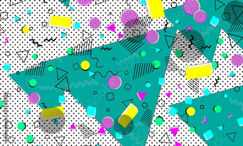 Pop art color background. Memphis pattern