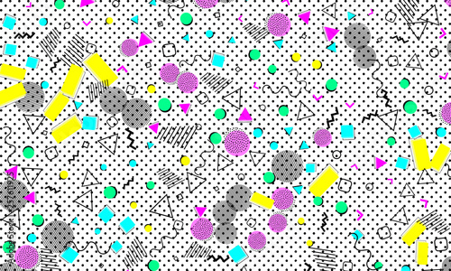 Pop art color background. Memphis pattern