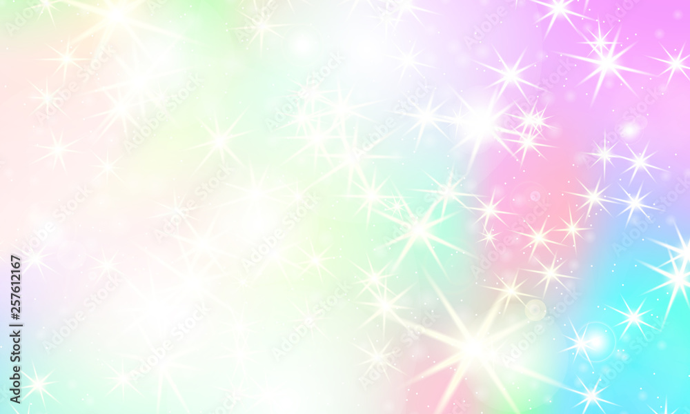 Unicorn rainbow background. Holographic sky Unicorn rainbow background. Holographic sky