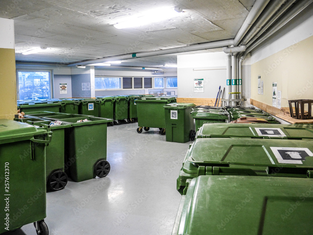 STOCKHOLM, SWEDEN High tech garbage room in apartment building with