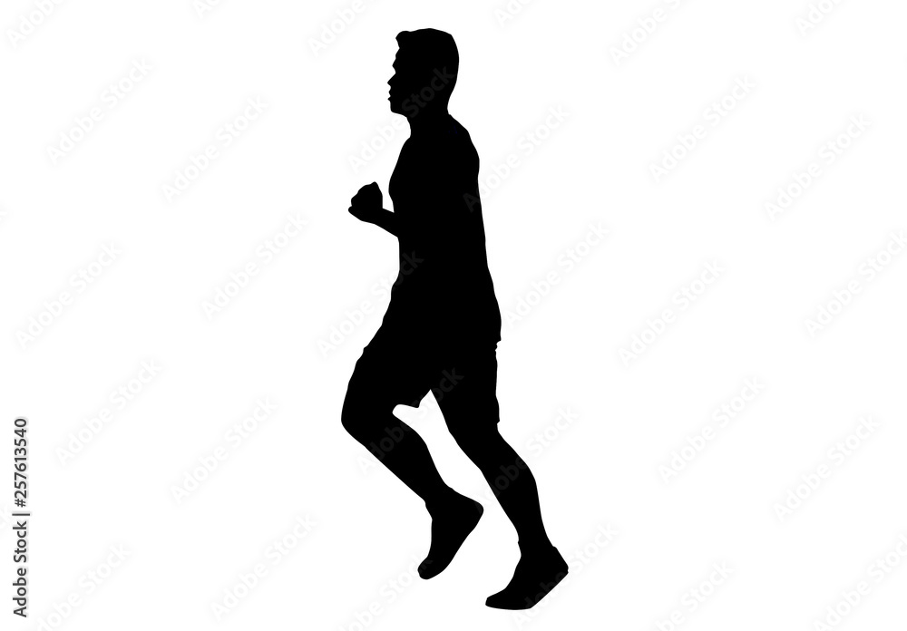 silhouette men run exercise for Health At area Stadium Outdoors on white background with clipping path. silhouette men run exercise for Health At area Stadium Outdoors on white background with clipping path.