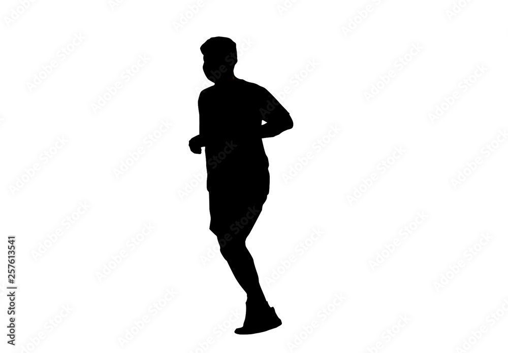 silhouette men run exercise for Health At area Stadium Outdoors on white background with clipping path. silhouette men run exercise for Health At area Stadium Outdoors on white background with clipping path.