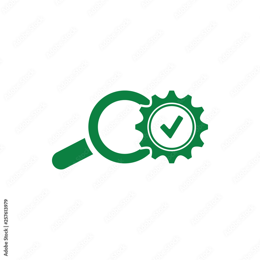 Cog, magnifier, optimization, search optimization, search settings green color icon Cog, magnifier, optimization, search optimization, search settings green color icon