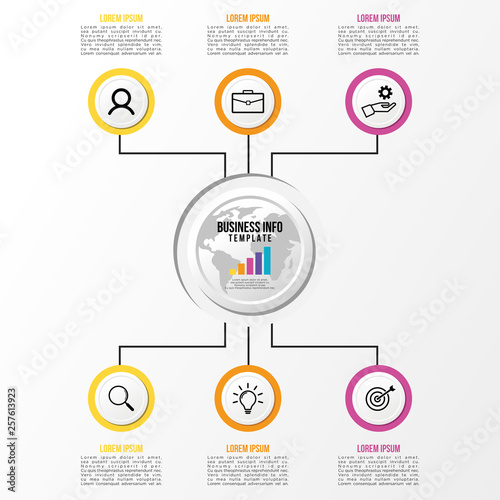 Modern Vector Infographics Elements Design Template. Business Data Visualization Timeline with Step Option and Marketing Icons can be used for workflow layout, presentation, diagram, annual reports
