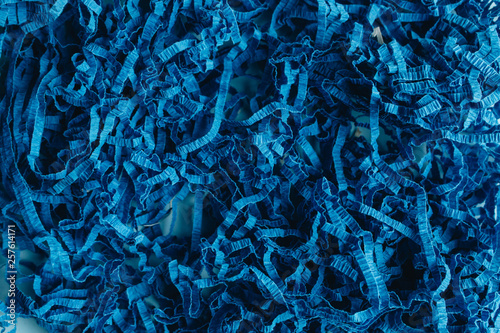 Macro photo of blue paper decor material