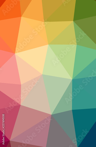 Illustration of abstract Green  Orange  Pink  Red vertical low poly background. Beautiful polygon design pattern.