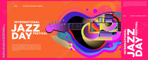 Vector colorful international jazz day poster and banner