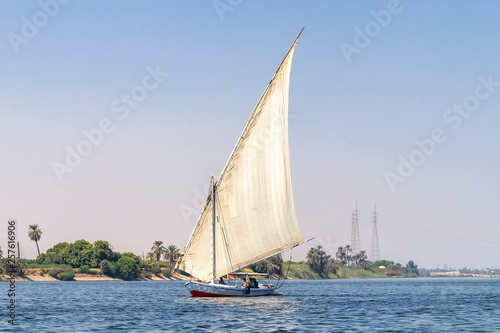 Faluca boat sailing in Nile river