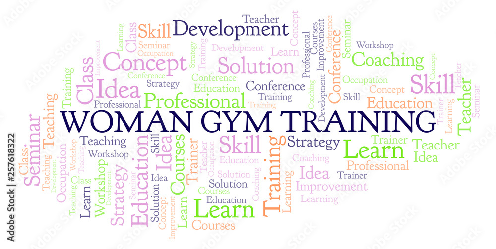 Fototapeta premium Woman Gym Training word cloud.