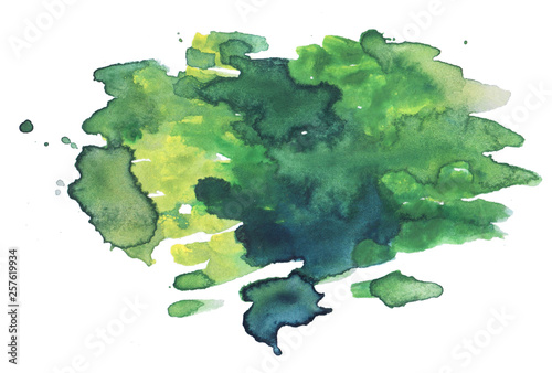 Watercolor green abstract background. Green watercolor blot.