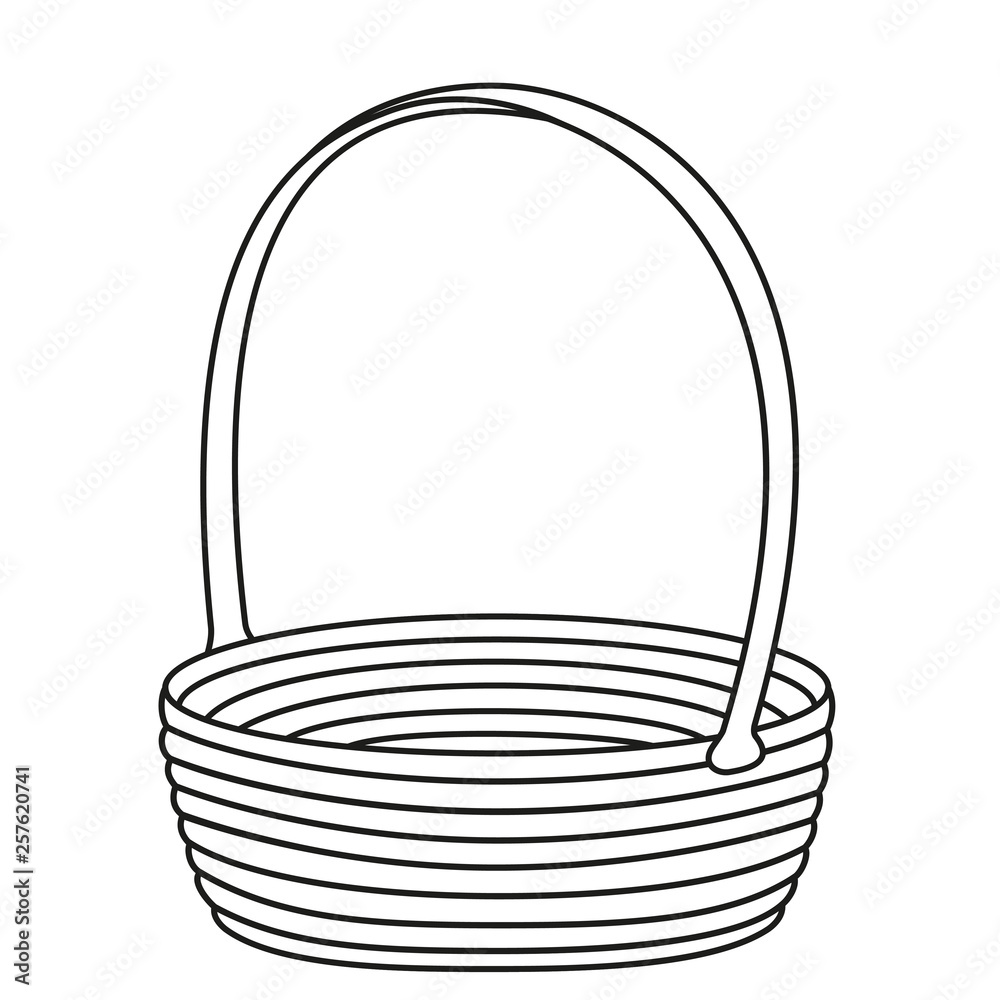Line art black and white empty wicker basket Stock Vector | Adobe Stock