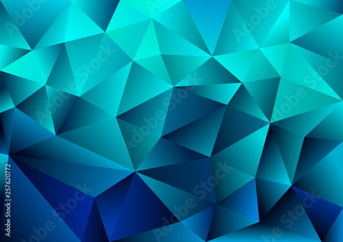 Triangulation pattern low poly blue triangle vector background 