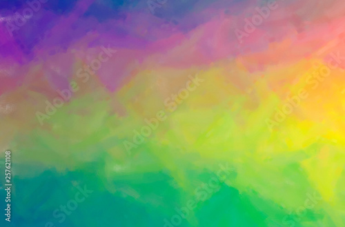 Abstract illustration of green  purple  yellow Dry Brush Oil Paint background