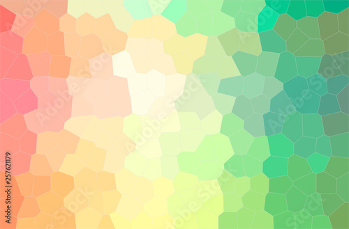 Abstract illustration of green, red, yellow Middle size Hexagon background
